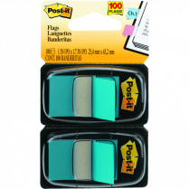 Post-it&reg; Flags 1&rdquo; x 1-11/16&rdquo; 50 Flags per Dispenser Bright Blue 2 dispensers/pkg
