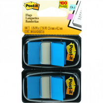 Post-it&reg; Flags 1&rdquo; x 1-11/16&rdquo; 50 Flags per Dispenser Blue 2 dispensers/pkg