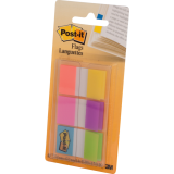 Post-it&reg; Flags 1" 20 sheets per pad Electric Glow&trade; Colours 3 pads/pkg