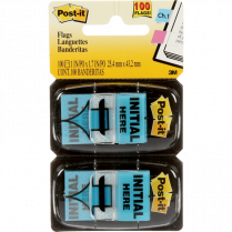 Post-it&reg; Printed Flags Initial Here 1" 50 flags per dispenser 2/pkg