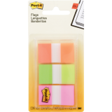 Post-it&reg; Flags 1" 20 sheets per pad Orange, Lime and Pink 3 pads/pkg