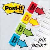 Post-it&reg; Flags Sign Here Value Pack with 48 Bonus 1" 50 flags per dispenser Assorted Clolours 4 dispensers/pkg