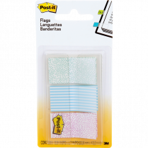 Post-it&reg; Designer Flags 1" 20 Flags x 3 dispensers/pkg Assorted Pastel Gradient Colours 