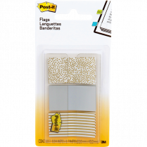 Post-it&reg; Designer Flags 1" 20 Flags 3 dispensers/pkg Assorted Metallic Colours