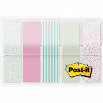 Post-it&reg; Designer Flags 1/2" 20 Flags x 5 dispensers/pkg Assorted Pastel Gradient Colours 