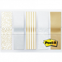 Post-it&reg; Designer Flags 1/2" 20 Flags x 5 dispensers/pkg Assorted Metallic Colours