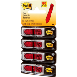 Post-it&reg; Mini Flags Sign Here Arrow Action Set 1/2" x 1-11/16" 20 flags x 4 dispensers/pkg Red