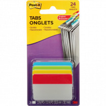 Post-it&reg; Filing Tabs Angled 2" x 1-1/2" Primary Colours 6 tabs per pad 4 pads/pkg