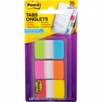Post-it&reg; Tabs 1" 12 Tabs per Pad Assorted Colours 3 pads/pkg