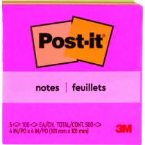 Post-it&reg; Notes 4" x 4" Poptimistic 5/pkg