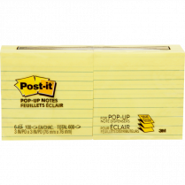 Post-it&reg; Pop-up Notes 3" x 3" Lined Yellow 6/pkg