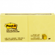 Post-it&reg; Pop-up Notes 3" x 3" Yellow 6/pkg