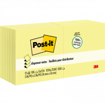 Post-it&reg; Greener Pop-up Notes 3" x 3" Yellow 12/pkg