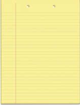 2-Hole Punched Hilroy Writing Pads Wide Rule 90 sheets per pad 8-3/8" x 14" Canary Single