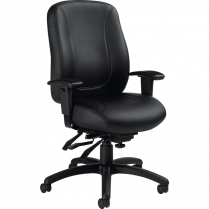 Offices to Go&reg; Overtime&trade; Multi-Tilter Chair Medium Back Bonded Leather Luxhide Black