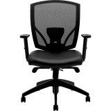 Offices to Go Ibex Mesh Medium Back Luxhide Seat Synchro Tilter Chair Black