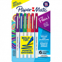 Paper Mate&reg; Flair&reg; Markers Bold Assorted Colours 6/pkg