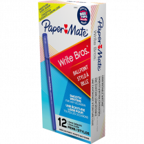 Paper Mate&reg; Write Bros.&reg; Stick Pens Medium Point Blue 12/box