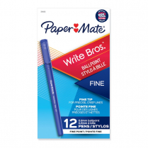 Paper Mate&reg; Write Bros.&reg; Stick Pens Fine Point Blue 12/box