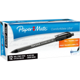 Paper Mate&reg; ComfortMate Ultra&trade; Retractable Ball Point Pens Medium Point Black 12/box