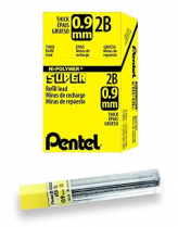 Pentel&reg; Super Hi-Polymer&reg; Pencil Leads 2B 0.9 mm 15/Tube