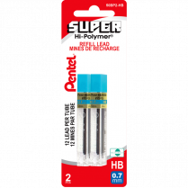 Pentel&reg; Super Hi-Polymer&reg; Pencil Leads HB 0.7 mm 12/Tube 2/pkg