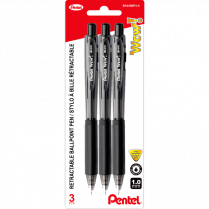 Pentel&reg; Wow! Retractable Ball Point Pen Medium Point Black 3/pkg