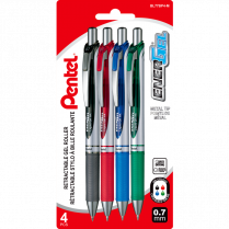 Pentel&reg; EnerGel&reg; Retractable Gel Pen 0.7 mm Assorted Colours 4/pkg