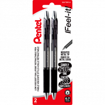 Pentel&reg; IFeel it! Retractable Ball Point Pens Medium Point Black 2/pkg