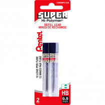 Pentel&reg; Super Hi-Polymer&reg; Pencil Leads 0.5 mm HB 12 leads per tube 2/pkg