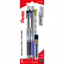 Pentel&reg; EnerGize&reg; Mechanical Pencils 0.5 mm with Lead and Eraser Refills 0.5 mm Black and Blue Barrel