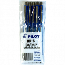 Pilot&reg; BPS Better? Retractable Ball Point Pens Fine Point Blue 5/pkg
