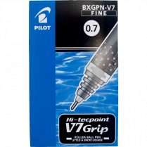 Pilot&reg; Hi-Tecpoint Grip Liquid Ink Roller Pens 0.7mm Black 12/box