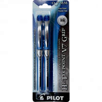 Pilot&reg; Hi-Tecpoint Grip Liquid Ink Roller Pens 0.7mm Blue 2/pkg
