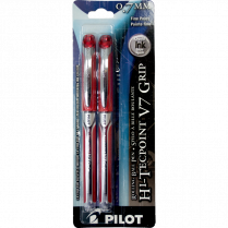 Pilot&reg; Hi-Tecpoint Grip Liquid Ink Roller Pens 0.7mm Red 2/pkg