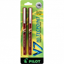 Pilot&reg; Hi-Tecpoint V7 Roller Pen 0.7mm Red 2/pkg