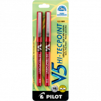 Pilot&reg; Hi-Tecpoint V5 Roller Pen 0.5mm Red 2/pkg