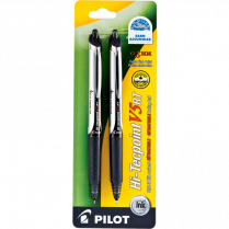 Pilot&reg; Hi-Tecpoint Retractable Roller Pens 0.5mm Black 2/pkg