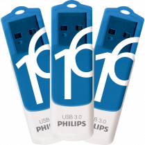 Philips Vivid USB 3.0 Flash Drive 16GB White/Blue 3/pkg