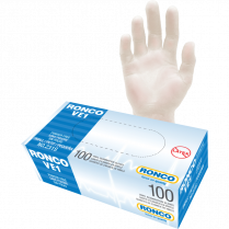 RONCO VE1 Examination Vinyl Gloves Small Clear 100/box