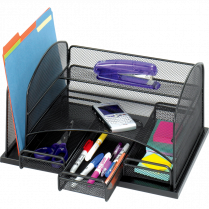 Safco&reg; Onyx&trade; Desk Organizer 16"W x 11-1/2"D x 8-1/4"H Black
