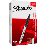 Sharpie&reg; Retractable Permanent Markers Ultra Fine Tip Black 12/box