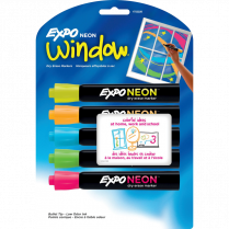 Expo&reg; Neon&trade; Window&trade; Dry Erase Markers Assorted Colours 5/pkg