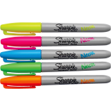 Sharpie&reg; Neon Permanent Markers Fine Tip Assorted Colours 5/pkg