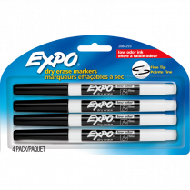 Expo&reg; Low Odour Dry Erase Markers Fine tip 4/pkg Black