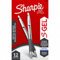 Sharpie&reg; S-Gel&reg; Metal Retractable Pens 0.7 mm Blue/Gunmetal 12/box