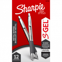 Sharpie&reg; S-Gel&reg; Metal Retractable Pens 0.7 mm Black/Gunmetal 12/box