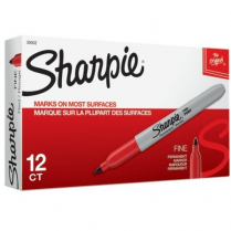 Sharpie&reg; Fine Permanent Markers Fine Tip Red 12/box