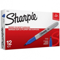 Sharpie&reg; Fine Permanent Markers Fine Tip Blue 12/box