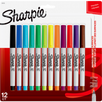Sharpie&reg; Ultra Fine Permanent Markers Ultra Fine Tip Assorted Colours 12/pkg